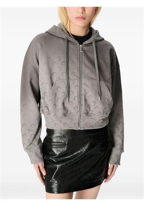 moon fleece cropped zipped hoodie woman grey MARINE SERRE | WST019ACJER0073GR90